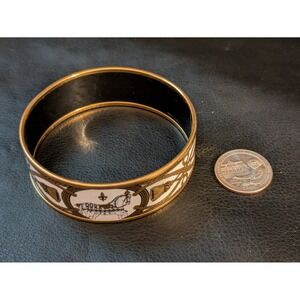Hermes Paris Enamel Bangle Bracelet Equestrian Horse Gold Read Description